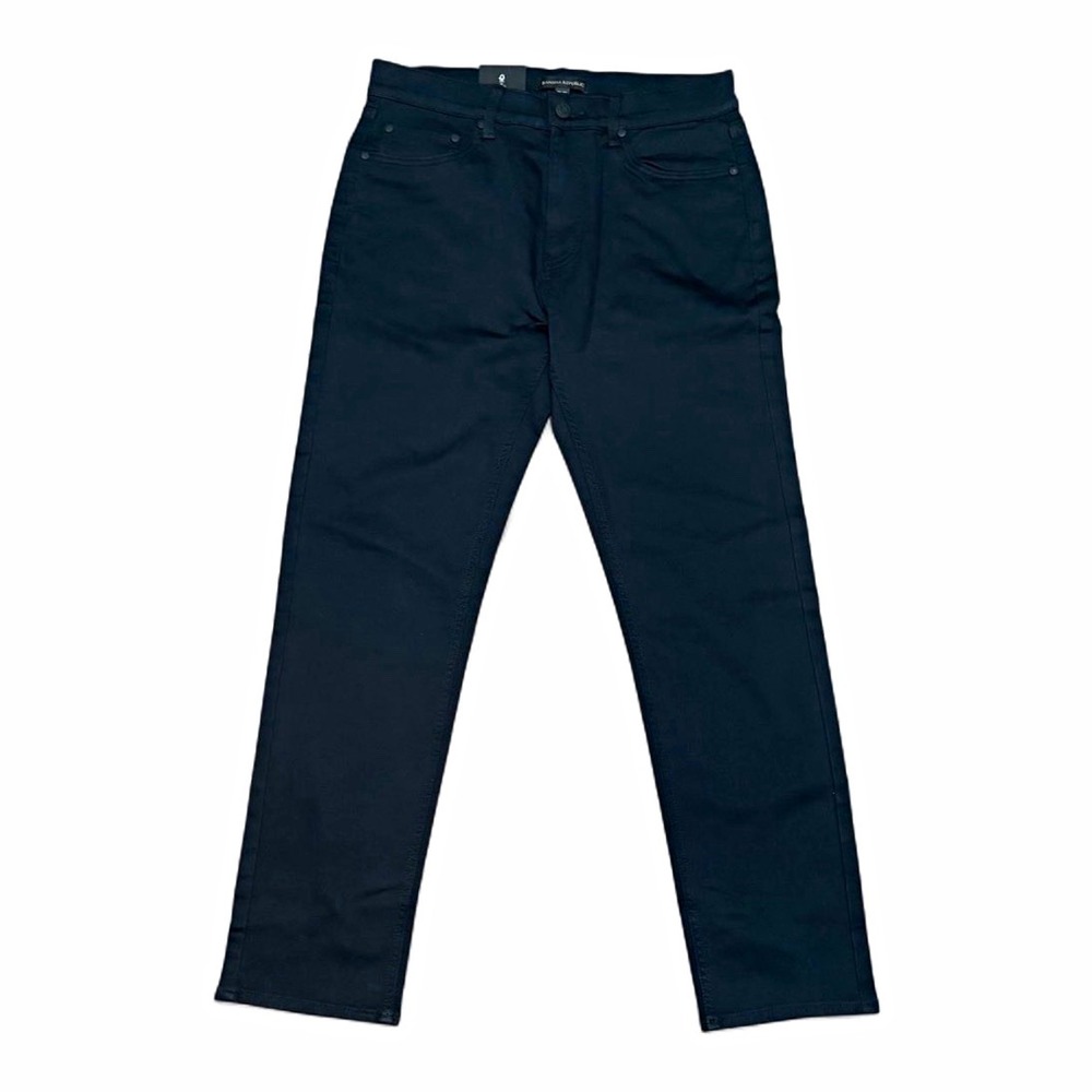 Banana Republic Men's Black Twill 5-Pocket Pants 30W Slim Stretch Flat Front